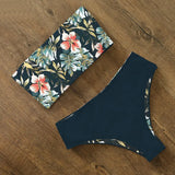 2021 Swimwear Swimsuit Women Print High Waist Bikini Set Back Cross Bandeau Bathing Suit Female Beach Wear
