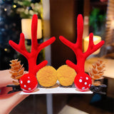 Women Girls Cartoon Christmas Antlers Hairpins New Year Sweet Hair Decorate Barrettes Hair Clips Novelty Hair