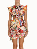 High-End Women's Sexy Dew Back-To-Back Dress Skirt Short Dress High-End Fine Print Dress Dress