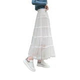 Zingj New Long Lace Layer Patchwork Mesh Skirt Over The Knee A Word Versatile Vertical Skirt Female Autumn-Outfit