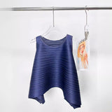 Folded Women's Summer Solid Color Top Sleeker-Less Collar Fashion Loose Daily Simple Wear Commuting