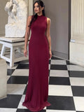 Knitted Turtleneck Pleated Tank Maxi Dress- Outfit