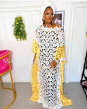 African Stylish Dashiki Abaya Plus Free Size Maxi Dresses + Inside 2 Piece Print Cord Lace Boubou For Ladies