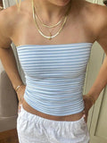 Striped Slim Bandeau Top-Outfit