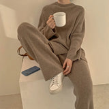 Women Sweater Two Piece Knitted Pants Sets Slim Tracksuit Spring Autumn Fashion Sweatshirts Sporting Suit