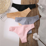 Brazilian Panties Cotton Women Underwear Ladies Solid Color T-back Underpants Sexy Low-rise Panty
