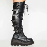 New Large-Size Leisure High-Heeled Boots Children's Slope And T-Encoded Belt Buckle Over Knee