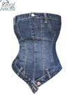 Women's Denim Crop Top Vintage Y2k Summer Strapless Camisole Fashion Streetwear Casual Tube Top Female Sexy Off Shoulder