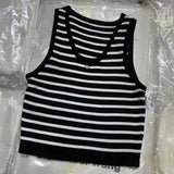 Summer Women Big Brand Knitted Vest Female Fashion Letter Embroidery Sexy Slim Fit Striped Camisole Bra Designer