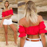 Sexy Womens Crop Tops Ladies Off Shoulder Summer Tops Wear Frill Bralet Bandeau Boobtube