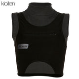 High Quality Vest Patchwork Stretch Harajuku Streetwear Crop Top 2022 Summer Elastic Casual Slim Sleeveless