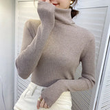 Harajuku Pullover Turtleneck Sweater Women Fall Soft Knit Sweater Slim Elastic Korean Simple Basic Cheap Jumper Solid