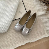 Gentle Evening Shoes French Small Red Single Shoes Women's Shoes 2025 Spring And Autumn Soft-Soled Silver Ballet