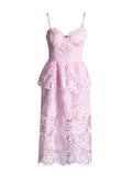 Fashion French Dress Women's 2025 Spring High-End Women's Dress Sexy Lace Hollow Sling
