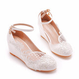 Cm Low Slope Hedley Slime High Heels Women's Shoes Slopes And Casual Shallow Buckle Round-Headed Single Shoes Bridal