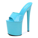 Zingj Patent Leather 17Cm20cm High Heels Heel Sexy Waterproof Platform Hate Day High Slippers Female