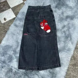 Jeans Vintage Hip-Hop Baggy Jeans Menswear Gothic Trousers With High Waist And Wide