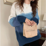 Zingj And Winter Design Feeling Small Minority Loose Lazy Wind Soft Waxy Knit Round Collar Jacket Gradually Change Color In The Long Sweater Woman-Outfit