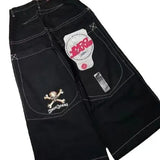 Trendy Hip-Hop Printed Jeans For Men And Women High Street Tide Brand Casual Loose Straight Wide-Legged