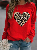 Round Neck Leopard Print Heart Printing Hooded Veet