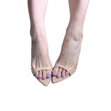 The Summer Of 2025, The New Pointed High Heels With Fine Heel Half-Slippers Women's Patent Leather Black Simple