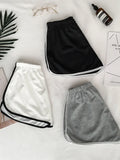 Sports Shorts for Women, Simple Loose Shorts, Casual Slimming Short for Ladies, High Waisted, Monochrome, Summer Fashion-Outfit