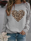 Round Neck Leopard Print Heart Printing Hooded Veet