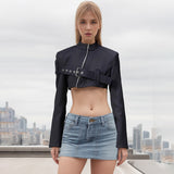 And Summer 2025 Fashion Personality Trend Wind Irregular Design Sense Belt Slim Slim Short Jacket