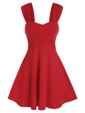 Dress 3XL Women Sleeveless Crossover Mini Flare Dress Sweetheart Neck Elegant Party Sexy Dress