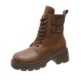 Of Boots With Velvet Soft Leather And Thick Soles 2023 New British Style Women's Shoes Fall And Winter Style High-Heeled Short Boots