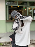 Lace Striped Bow Long Sleeved Top- Outfit