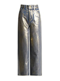 Street Fall 2025 New Waist Straight Cylinder Spray Color Gradient Women's Casual