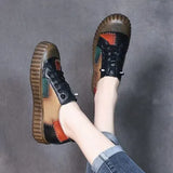 Genuine Cow Leather Handmade Women Sneakers Casual Flat Ladies Shoes Fashion Breathable Comfort Women's Flat
