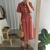 Dresses Women Friends Various Colors Summer College Sweet Solid Button Stylish Soft All-match Korean Loose Clothes