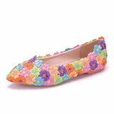 Bridal Shoes Handmade Wedding Shoes Color Flat-Soled Wedding Shoes Bridesmaids Performance Flat Heel Single