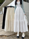 Embroidered Patchwork Spliced Maxi Skirt-Outfit
