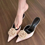 Zi Yan 2025 Spring / Summer New High Heel Pointed Head Cool Sandals Sandals Women's Shoes Rose Lady Outside Wear Fashionable