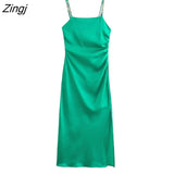 2022 Women Sexy Chain Strap Solid Split Slim Dress Female Chic Inner Style Side Zipper Party Sling Vestidos Mujer