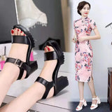 And Thick Waterproof Table Sandals Women High Heel With Heel Toe Model Show Shoes Buckle With Fish Mouth Sandals Shoes
