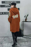 Winter Full Sleeve Warm Casual Womens Faux Fur Coat 2021 Fashion Female Long Printed Letter Overcoat Hooded