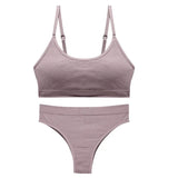 Seamless Tanks Tops Bras Set Female Underwear Wireless Bra Crop Top Women Low Waist Underpants Soft Bralette