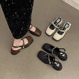 Sense Of Color Square Mary Treasure Shoes Coarse Heel Head Sandals Retro Commuter Buckle Back Empty Women Singles