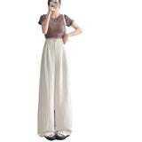 Anti-Frinkle Silk Linen Pants Women Summer Thin Ice Silk Cotton High Waist Hanging Mountain Suit Wide Leg