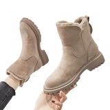 Cylinder Plus Code Snow Boots Women Winter New Cylinder Plus Velvet Thick Side Zip Cotton Boots