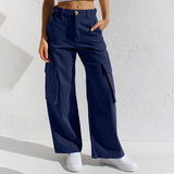 Loose Wide Leg Straight Leg Multi-Pocket Cargo Jeans-Outfit