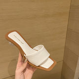 Zingj And Summer 2023 New Fashion Simple Square Head One-Word Slippers Web Celebrity Blogger With The Same Crystal Ball With The Outside Wear Cool Drag-Outfit