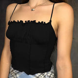 Summer Women Ruffles Tank Top Fashion Ladies Sleeveless Strapless Ruched Slim Crop Top Camisole Female Clothing