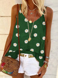 2021 Summer New Fashion Sexy Spaghetti Straps Women's T Shirt Casual Loose Solid Daisy Print Ladies Sling T Shirts