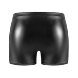 Zingj Men's High Bright Matte Square Leather Pants Sexy Open Gear Soft Short Shorts Size