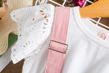 Elegant Suit Kids Girls Baby Clothes Sets Short Sleeve T-Shirt+Skirt Pattern Funny Cool Casual Birthday Party Size